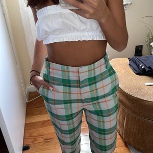 Tibi plaid straight leg pants